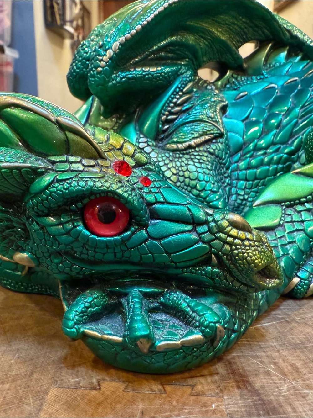 Green Windstone Editions Resting Mother Dragon Sculpture Figurine Peña 1985 - Picture 7 of 14